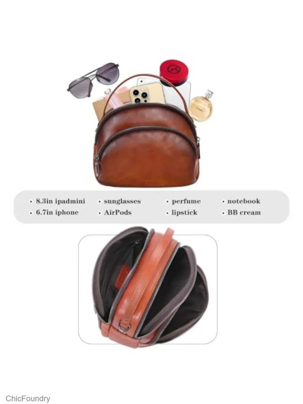 Genuine Leather Crossbody Bag Small Shoulder Purse Multi-Pocket Satchel
